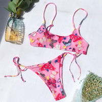 Fashion Butterfly Print Split Bikini Swimsuit - Thumbnail 3