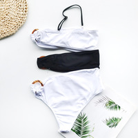 Elastic Splicing One-Piece Irregular Bikini Swimsuit - Thumbnail 2