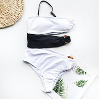 Elastic Splicing One-Piece Irregular Bikini Swimsuit - Thumbnail 1