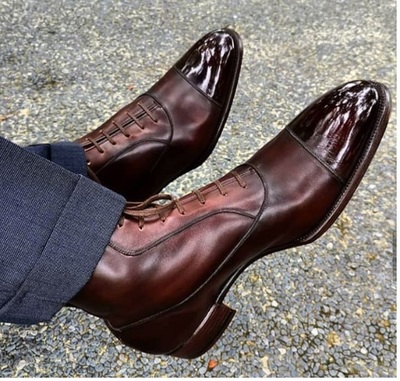 Handmade Ankle High Brown Leather Boots For Men, Men Leather Handmade Boots