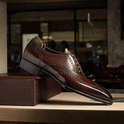 Handmade brown leather best brogue shoes for men, custom brogue leather shoes