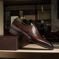 Handmade Brown Leather Best Brogue Shoes For Men, Custom Brogue Leather Shoes - Thumbnail 4
