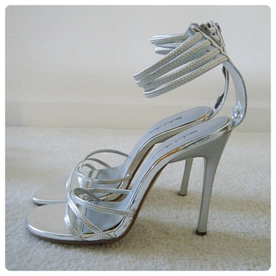 Silver Heels with Ankle Strap