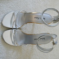 Silver Heels with Ankle Strap - Thumbnail 1