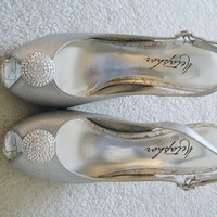 Silver Peep Toe Heels - Thumbnail 1