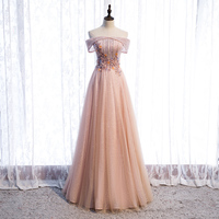 Pink tulle sequins long prom dress formal dress - Thumbnail 5