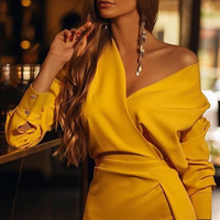 Long Sleeve Women'S Yellow Dress - Thumbnail 1