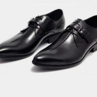 Black Leather Custom Decent Mid Line Double Fastening Lace Up Monk Formal Shoes - Thumbnail 4