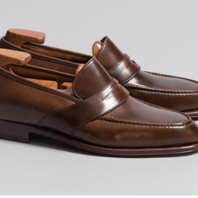 Handmade brown leather moccasin formal shoes for men, best loafers for men