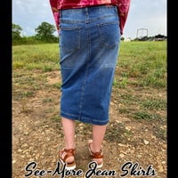 DEMI MID LENGTH INDIGO WASH DENIM SKIRT - Thumbnail 2