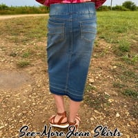 CLASSIC COMFORT VINTAGE WASH MID LENGTH DENIM SKIRT - Thumbnail 1