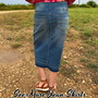 CLASSIC COMFORT VINTAGE WASH MID LENGTH DENIM SKIRT-1
