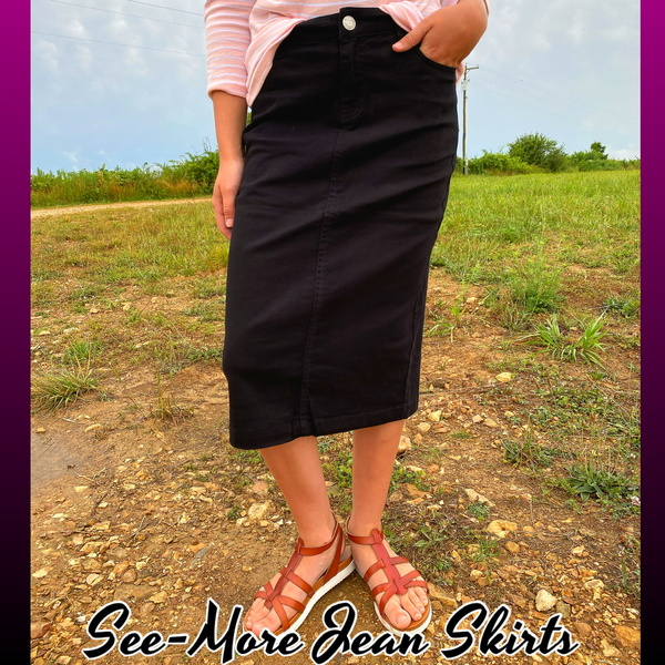 BLACK MID-LENGTH SKIRT