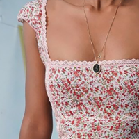 Printed Sweet Floral Lace Short Sleeve Dress - Thumbnail 2