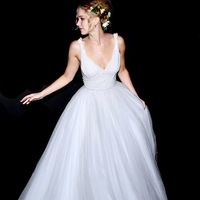 Fairy Ball Gown V Neck Sparkly Wedding Dresses - Thumbnail 1