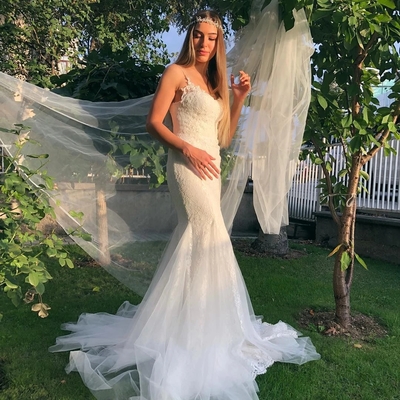 Mermaid Sweetheart Spaghetti Straps Lace Wedding Dresses