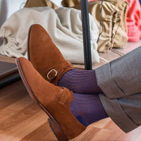 Brown Single Buckel Handmade Decent Wear Monk Strap Shoes - Thumbnail 1