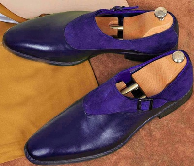 Customize Purple Grape New Monk Style Genuine Suede LEATHER Formal Party Shoes
