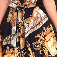 V-Neck Print Sexy Sleeveless Dress - Thumbnail 2