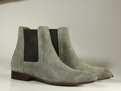 Men,s Gray Suede Ankle Boots. Men Dress Formal Fashion Boots