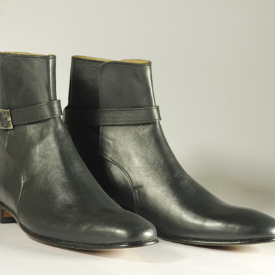 Men,s black leather boot, ankle boots.men dress formal fashion boots,jodhpurs boot - Thumbnail 3