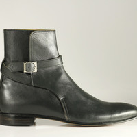 Men,s Black Leather Boot, Ankle Boots.Men Dress Formal Fashion Boots,Jodhpurs Boot - Thumbnail 2
