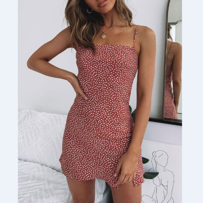 Printed sexy sling sleeveless mini dress - Thumbnail 4