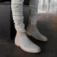 Gray Crepe Sole Ankle Chelsea Formal Trendy Boot For Mens - Thumbnail 4