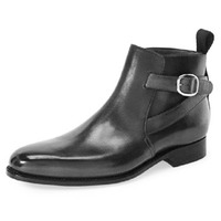Handmade Men Black Jodhpurs Ankle Boot, New Black Ankle Formal Casual B - Thumbnail 4