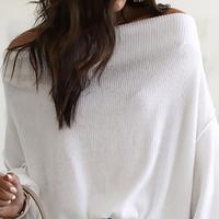 Casual Solid Color Long Sleeve Shoulder Top - Thumbnail 1