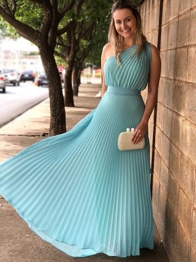 Elegant One Shoulder Concertina Evening Dresses, Party Dresses