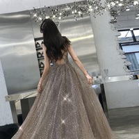 Shiny tulle sequins long prom dress evening dress - Thumbnail 2