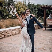 Boho Mermaid Long Sleeves Lace Wedding Dresses, Elegant Beach Wedding Dresses - Thumbnail 1