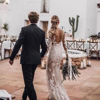 Boho Mermaid Long Sleeves Lace Wedding Dresses, Elegant Beach Wedding Dresses - Thumbnail 3