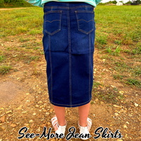 NATALIE MID LENGTH DARK DENIM SKIRT  - Thumbnail 1