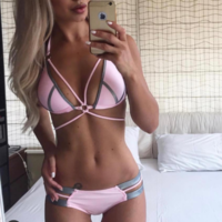 Contrast Piping Bandage Bikini Set - Thumbnail 5