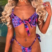 Print Triangle Bikini Swimsuit - Thumbnail 1