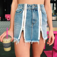Sexy Denim Zipper Skirt - Thumbnail 1
