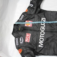 Men Moto Guzzi Motorcycle Leather jacket Black Leather Jacket With White Logo On Front - Thumbnail 1