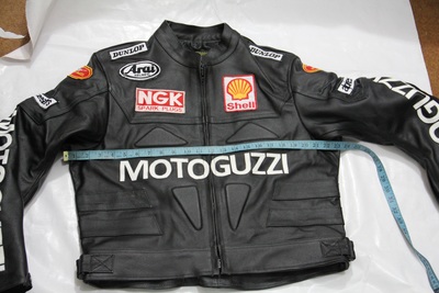 Men Moto Guzzi Motorcycle Leather jacket Black Leather Jacket With White Logo On Front