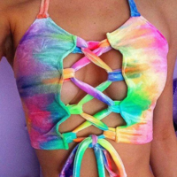 Bow Lace Up Bralette Crop Tops  - Thumbnail 2