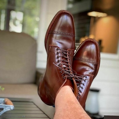 Handmade men brown lace up closure ankle boots, brown formal dress boots - Thumbnail 1