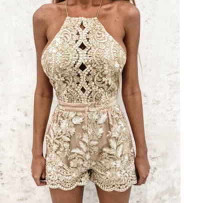 Embroidered Sexy Lace Sling Jumpsuits