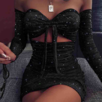 Solid Color Long Sleeve Fashion Dress - Thumbnail 1