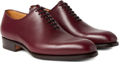 Men Oxford Plain Toe Maroon Color Genuine Leather Shoes with Matching Black Sole