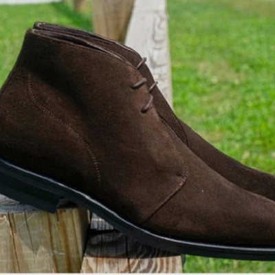 New handmade dark brown suede chukka lace up boot - Thumbnail 4