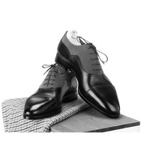 Handmade Men Two Tone Formal Shoes, Designer Dress Shoes, Shoes - Thumbnail 4