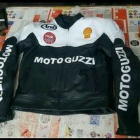 HANDMADE MEN'S MOTO GUZZI MOTORBIKE LEATHER JACKET CE APPROVED - Thumbnail 4