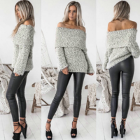 Women Loose Long-Sleeved Sweater - Thumbnail 1