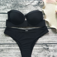 Fashion Sexy Two-piece Bikini Black Swimwear - Thumbnail 1